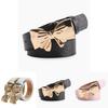 Pu Leather Womens Belt With Metal Bow Knot Buckle For Casual And Office Style