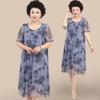 Summer Vintage Print Long Dress for Women Plus Size Short Sleeve Summer Casual Dress Female