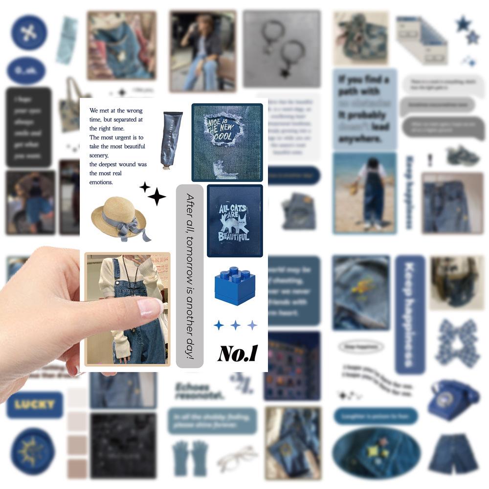 8 Cartoon Korean Blue Denim Collage DIY Small Elements That Can Be Decorated with Guka Hand Account Mobile Phone Case Notebook