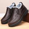 Mens Winter Waterproof PU Snow Boots Thick Insulated Slip-On Warm Casual Low-Cut Middle-Aged Seniors