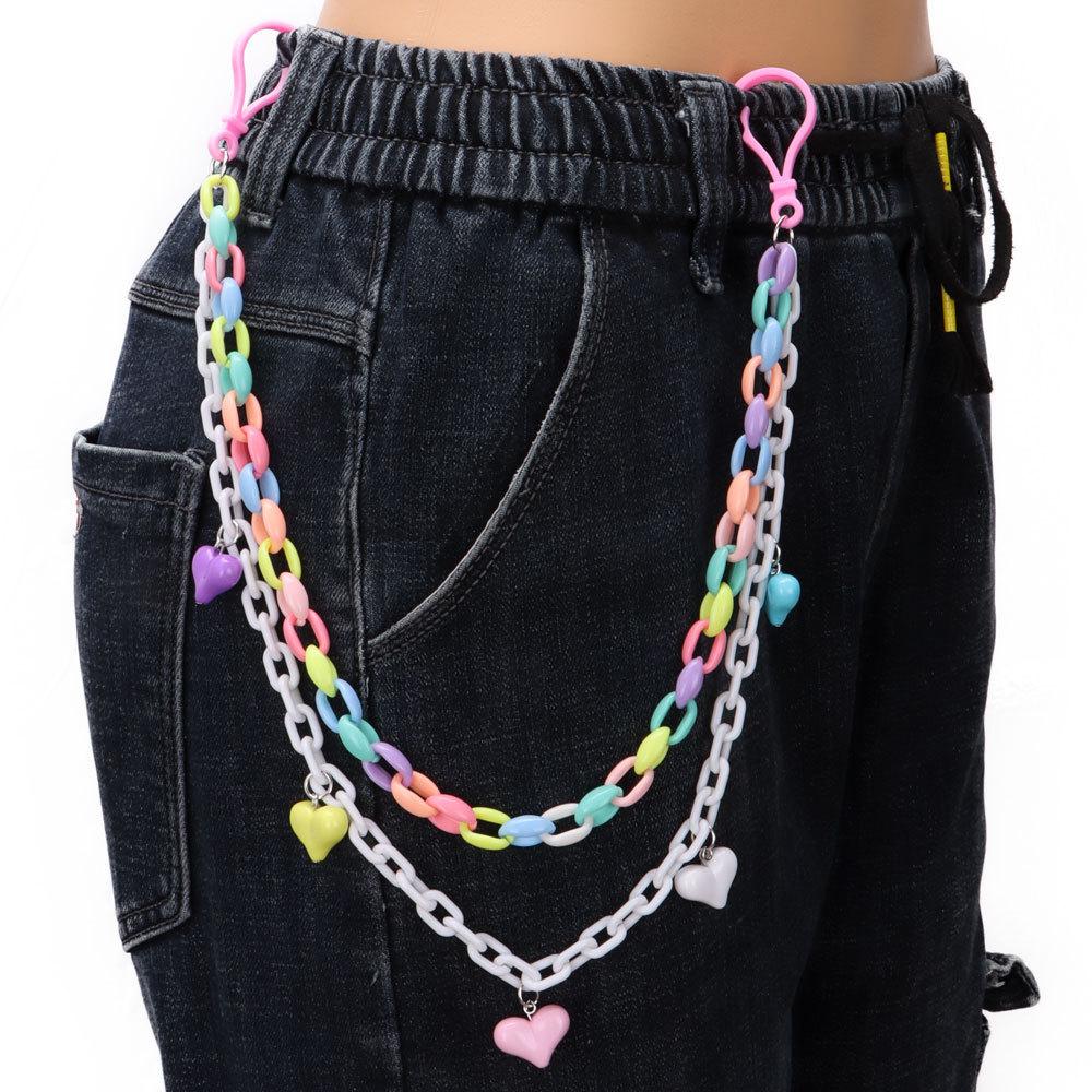 Candy Color Heart Flower Waist Chain With Lobster Clasp For Summer And Winter Fashion