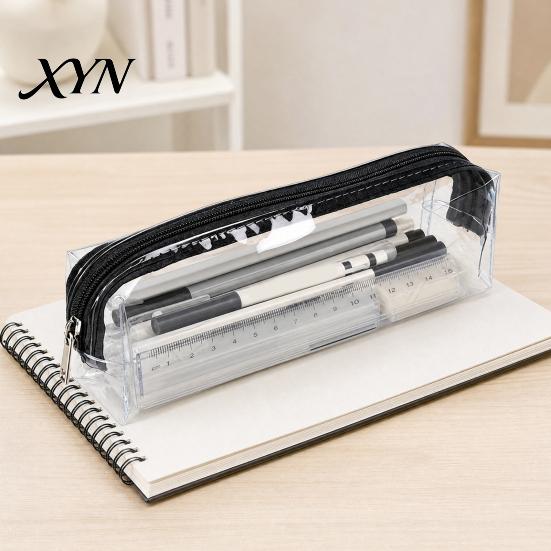 Portable Pen And Ink Holder Clear PVC Pencil Case, Waterproof Stationery Bag for Students, Transparent Tear-resistant Pouch School Exam, Large