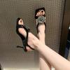 Fashion 2025 Rhinestone Flower  Sandals Summer Round Toe Sexy Thin High Heels Fashion Elegant Women Shoes Party Dress All Match Stiletto