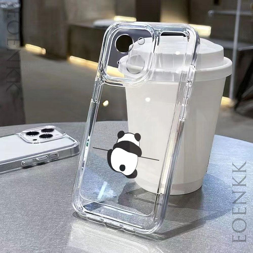 Climbing wall panda Phone case iPhone17 16pro 15 Pro Max 11 12 13 16 14 Plus Silicone Shockproof transparent phone case