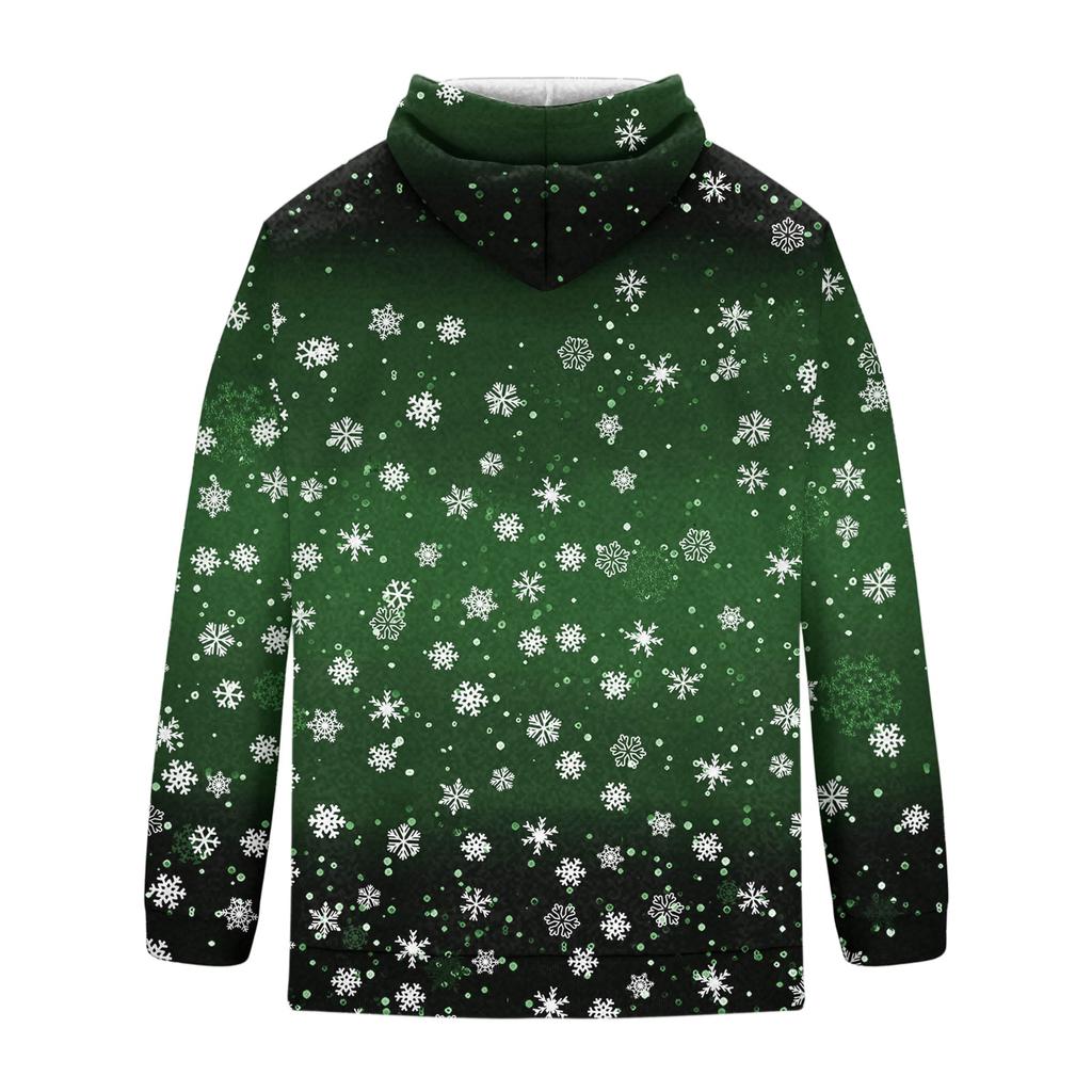 Men's Christmas Print Hoodie with Large Pockets, Casual Loose Fit Pullover for Holiday