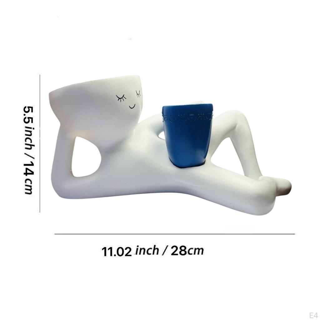 Lazy Guy Planter Ornament Creative Centerpiece Practical Plant Container Resin Flower Pot for Indoor