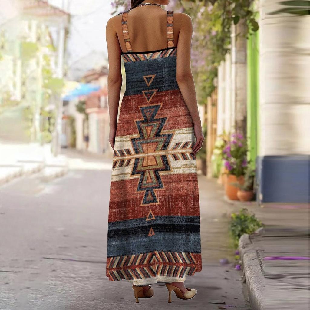 Women's Slip Dress Maxi Long Dress Geometric Tie Dyeing Print Stitching Print Dress Spring & Summer Leisure Vacation