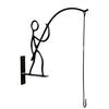 Stick Man Hanging Pendant Weather-Resistant Metal Plant Hanger Creative Shape Wall Hook for Indoor Outdoor Small Plants