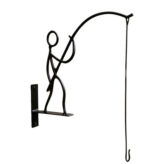 Stick Man Hanging Pendant Weather-Resistant Metal Plant Hanger Creative Shape Wall Hook for Indoor Outdoor Small Plants