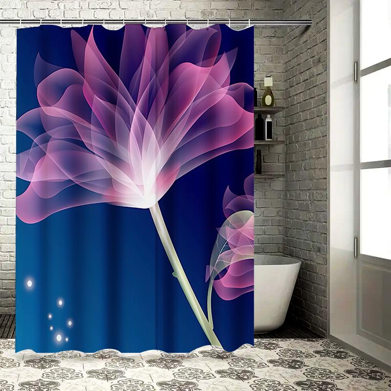 Stylish and Elegant Shower Curtain with Vibrant Pink and Purple Flower Design  Waterproof and Durable Bathroom Decor for  Home