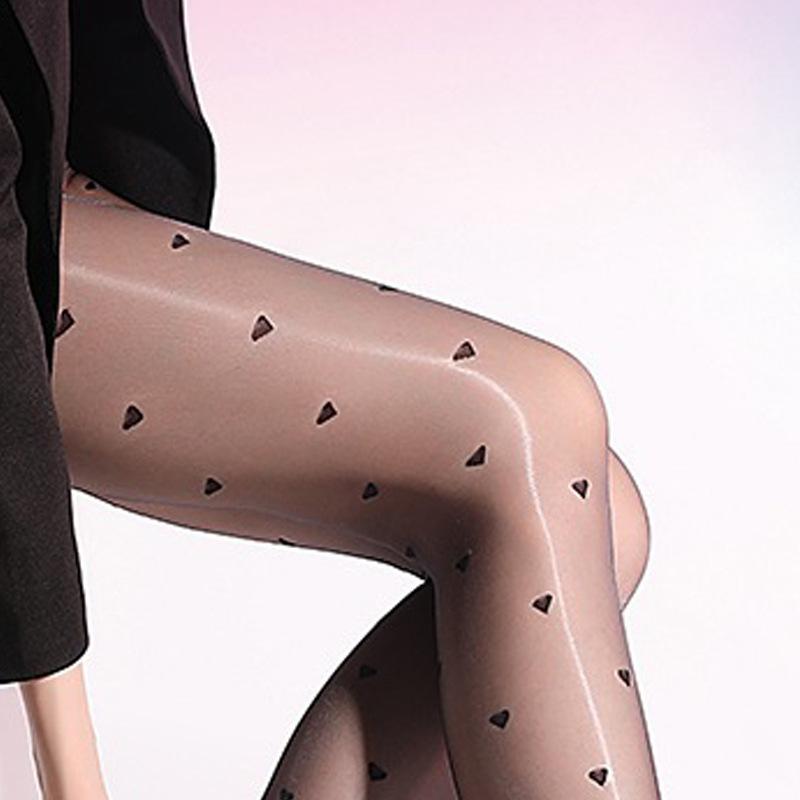 Women's Aurora Heart Glossy Suspender Stockings, Polka-Dot Ultra-Thin Black Pantyhose Sheer Color-Block, HH000363