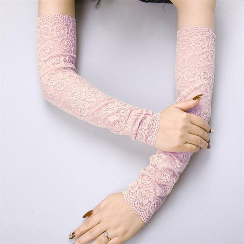 Summer Women Driving Glove Sunproof Arm Sleeves Sexy Lace Gloves Lady Fingerless Elastic Sleeve Fake Sleeves Classic Long Glove
