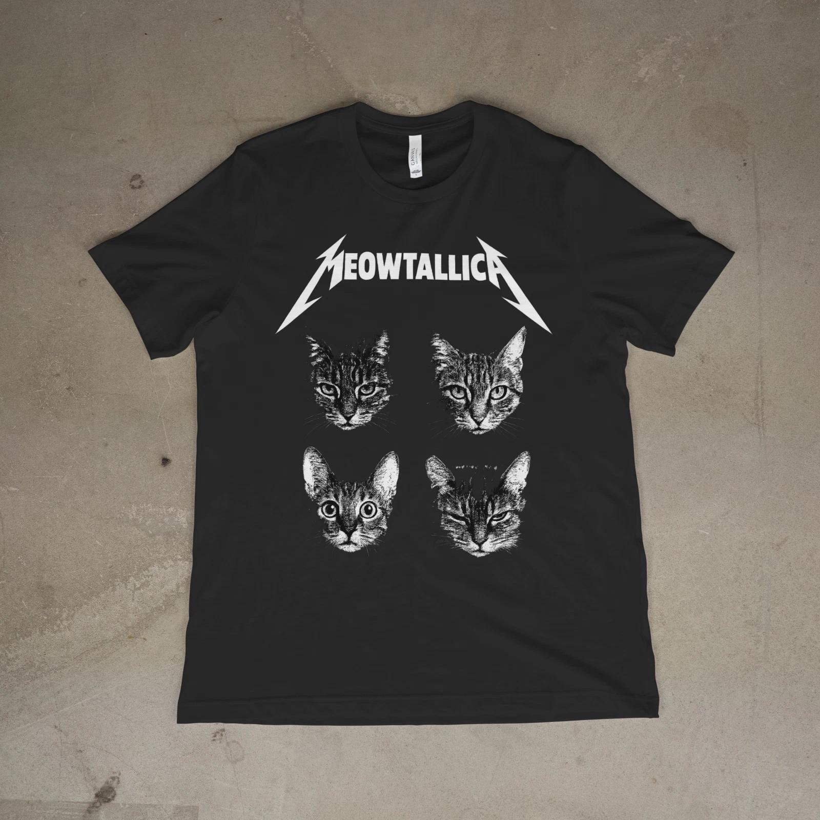 Meowtallica Cat Band Parody Shirt Funny Metal Kitty Rock Tee Gift for Cat Lovers S