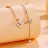 Butterfly tassel necklace femininity versatile ins style fashion design sense flash diamond accessories women