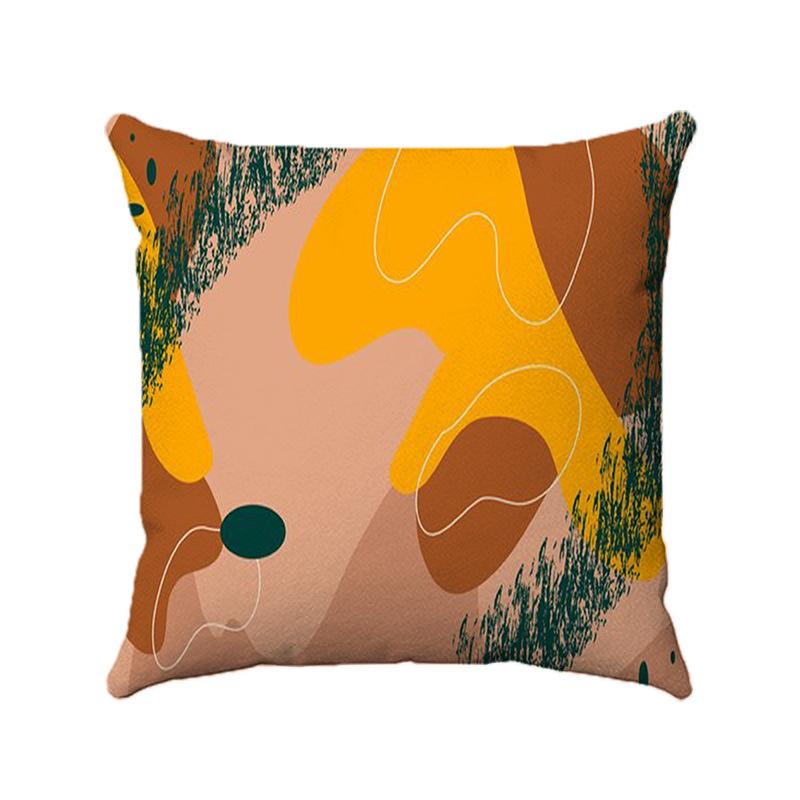 Simple And Abstract Geometric Plants Digital Printing Short Plush Pillow Covers For Car Sofa Office Cushion Cover Home Goods