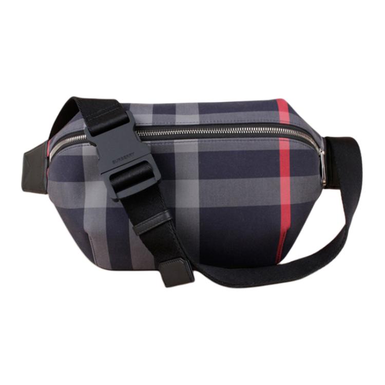 

Burberry Sony Plaid Design Zipper Canvas Waist Bag Medium Men waist bag Navy-Blue 80840611 Basic Set (Bag+Dust Bag)
