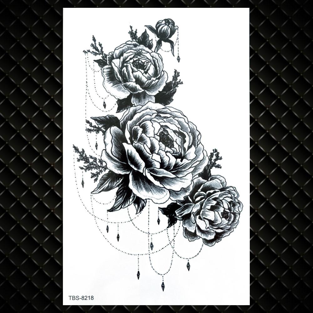 Black Dragon Fake Temporary Tattoos For Men Women Wolf Flower Tattoo Sticker Wings Creative Coyote Water Transfer Tatoo Arm Hand