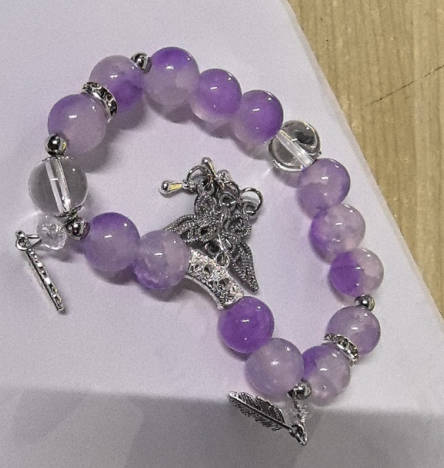 Crystal Natural Stone Bracelet Beaded Bracelet One Size фиолетовый