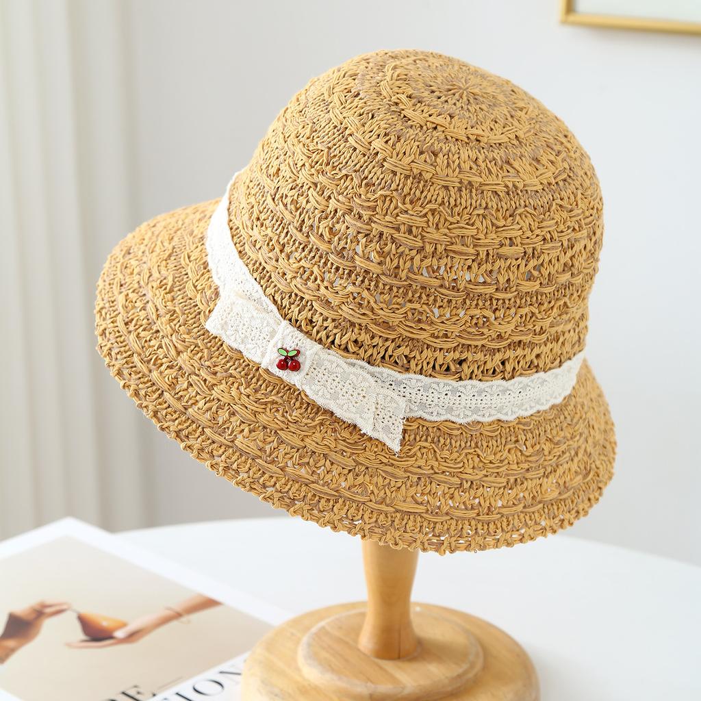 Hats Women Knitted Fisherman With Ribbon Cherry Bucket Hat Spring Summer Autumn SUNHAT Casual Travel