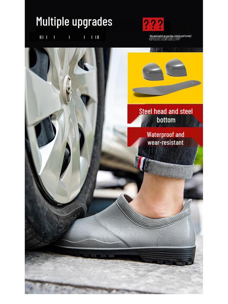 Men's Steel Toe Waterproof Construction Boots - Anti-Smash, Anti-Nail, Non-Slip, Wear-Resistant.