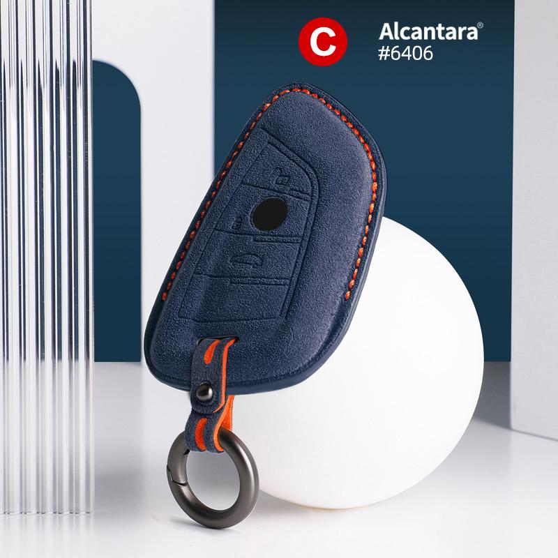 Alcantara Car Key Case Cover For Bmw X1 X5 X6 1 2 3 5 7 Series F15 F16 F20 F22 F30 F32 G30 Keychain Accessories