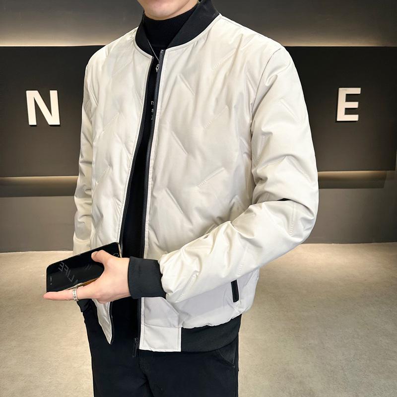 Di Yu Shen Long Men's Winter Baseball Collar Down Jacket - Thick, Warm, White Duck Down Casual Outerwear for Cold Protection