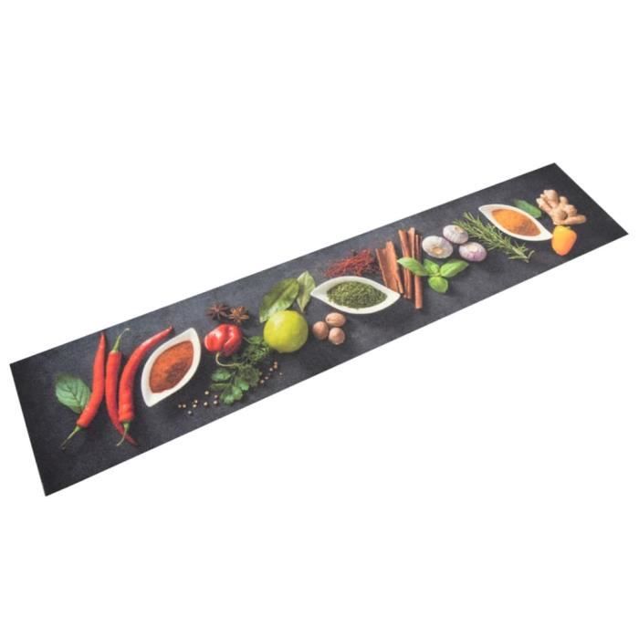 VidaXL Tapis de cuisine lavable impression d'épices 60x300 cm velours 136542