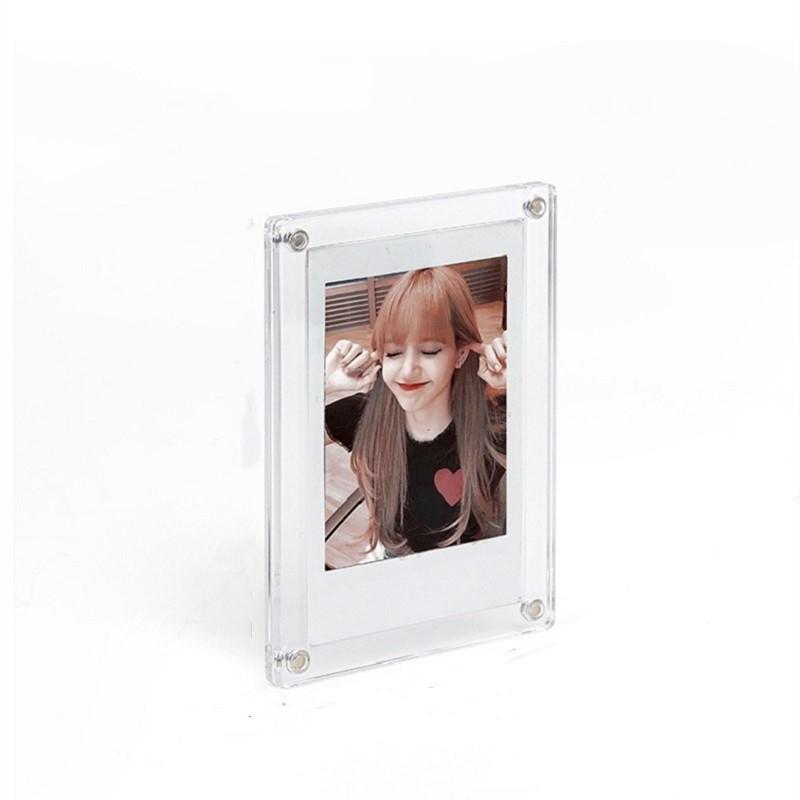 For 3-InchPhoto Frame Magnet Design Polaroid Photo Frame Mini Acrylic Magnetic Picture Frames Transparent Acrylic Card Display Stand