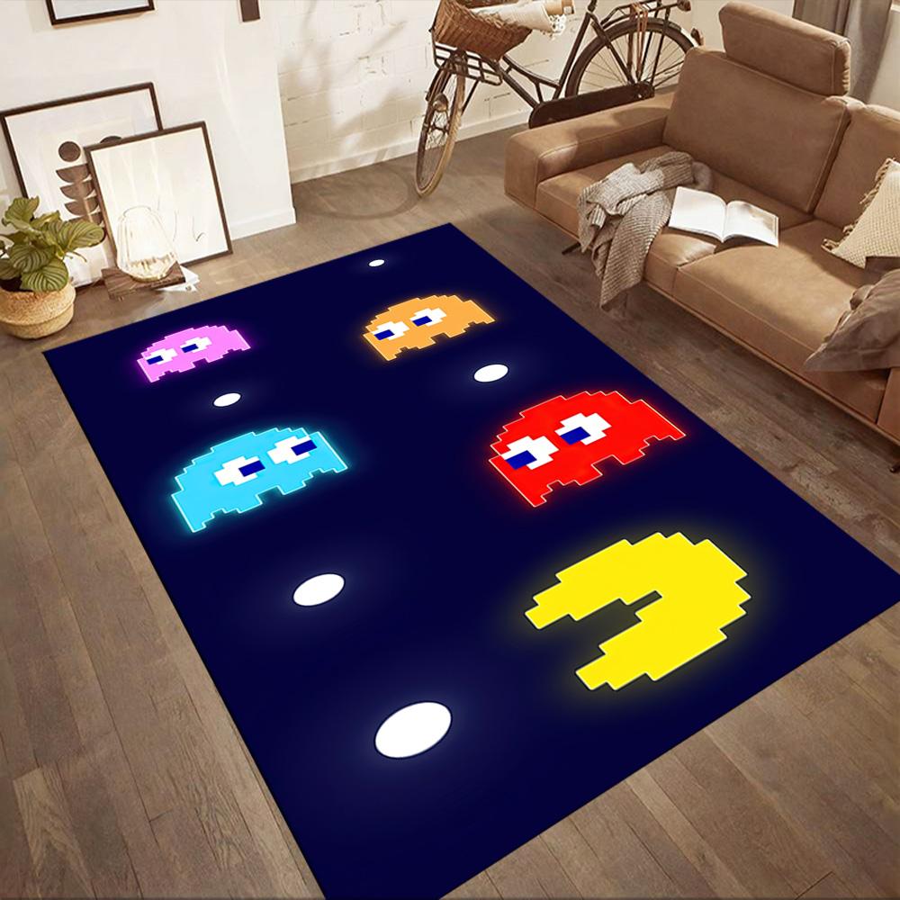 Pac-man Adventure Square rugs are a great choice for living rooms, bedrooms, home décor, and as gifts.
