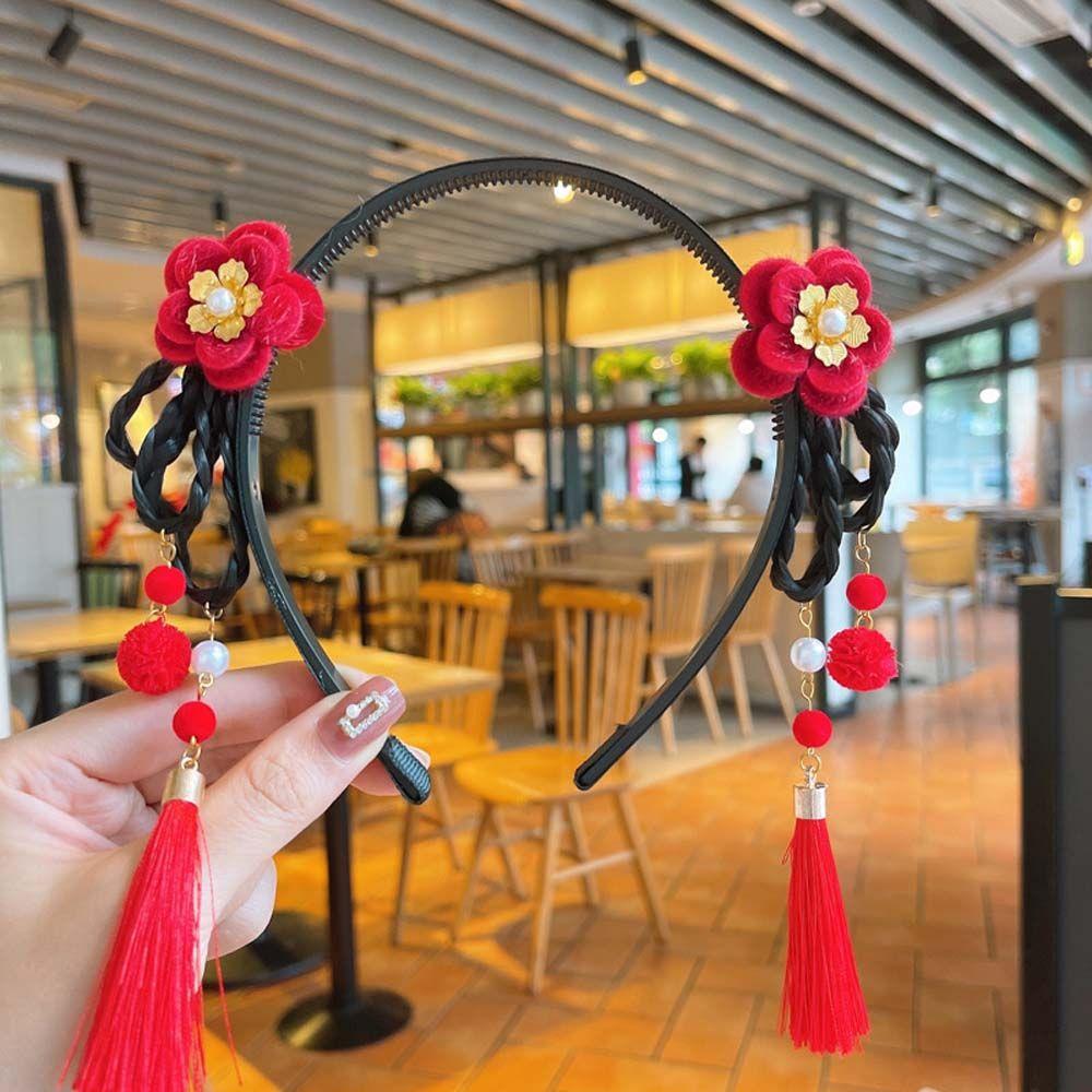 Pearl Bow Tassel Hanfu Hair Hoop Children's Headband Chinese Style Hair Band New Year Headress