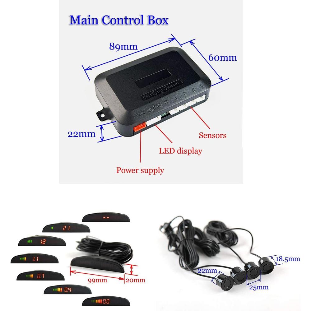Car Parking Sensor System for 24V Vehicles, Buses Black ABS Backup Monitor Detector Assistant