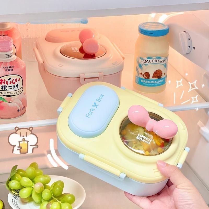 Heart Print Bento Box for Women & Teens - Portable Macaron Style Lunch Container, Ideal for Work, Picnic, Dating, Simple Packing