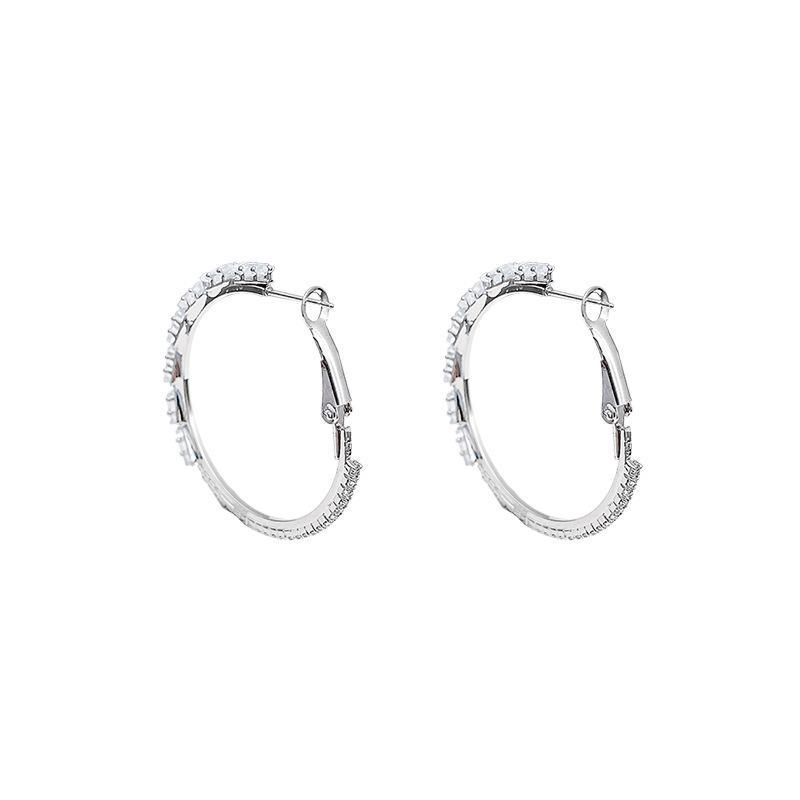 S925 Silver Zircon Large Hoop Earrings: Elegant, Luxurious, Niche Design