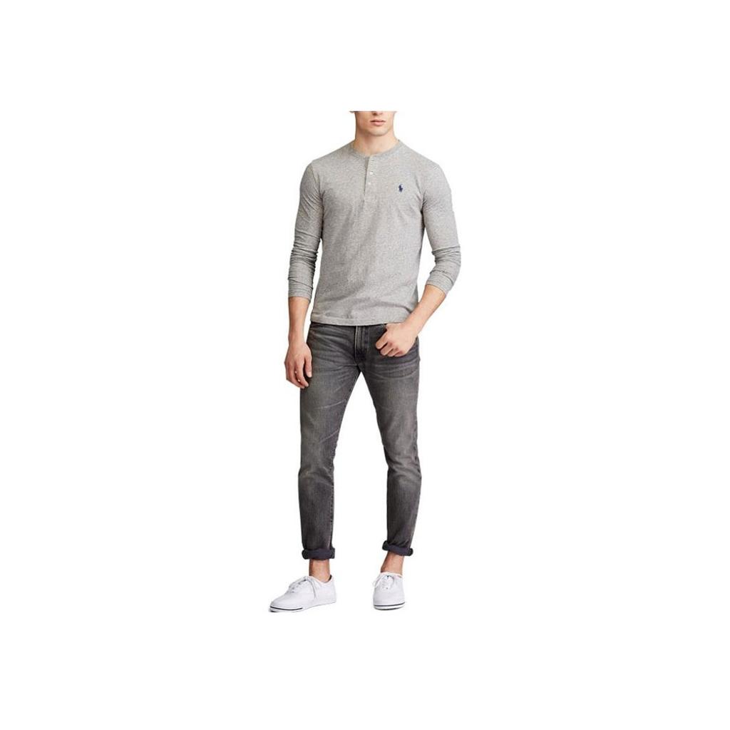 Polo Ralph Lauren Ss23 Logo Embroidered Button Crew Neck Long Sleeve T-Shirt Men Tops Gray MNPOTSH16820076-020