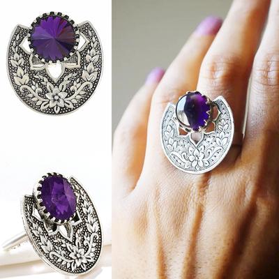 Vintage Amethyst Zirkon Damen Stress Relief Ring Damen Ring Ring