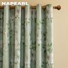 1 buc. Perdele verzi imprimate în stil nordic de țară NAPEARL cu perdele opace complete pentru dormitor, sufragerie, fereastră de balcon pentru decorarea casei