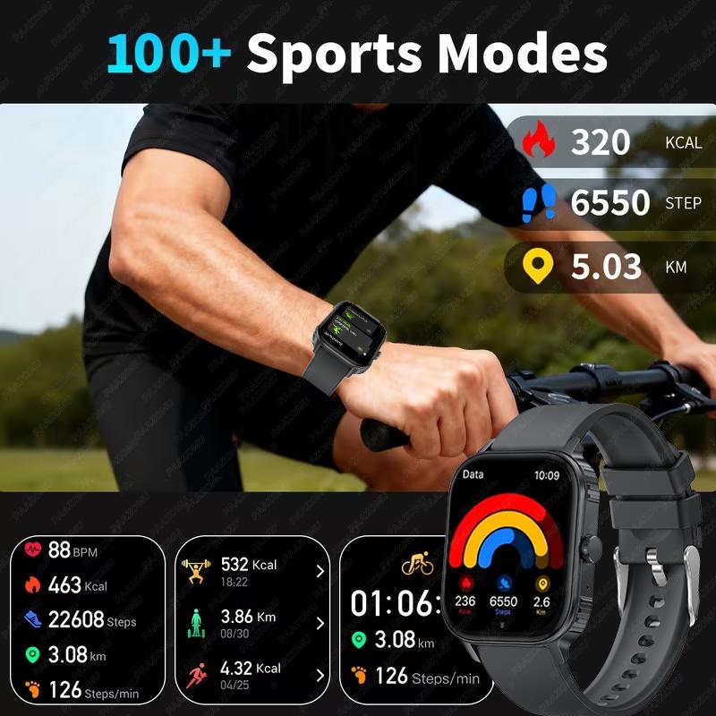 2.04-inch Ultra Smart Watch For Men Women 1000mAh High Capacity Battery Outdoor Sports Fitness Health Monitoring Smartwatch