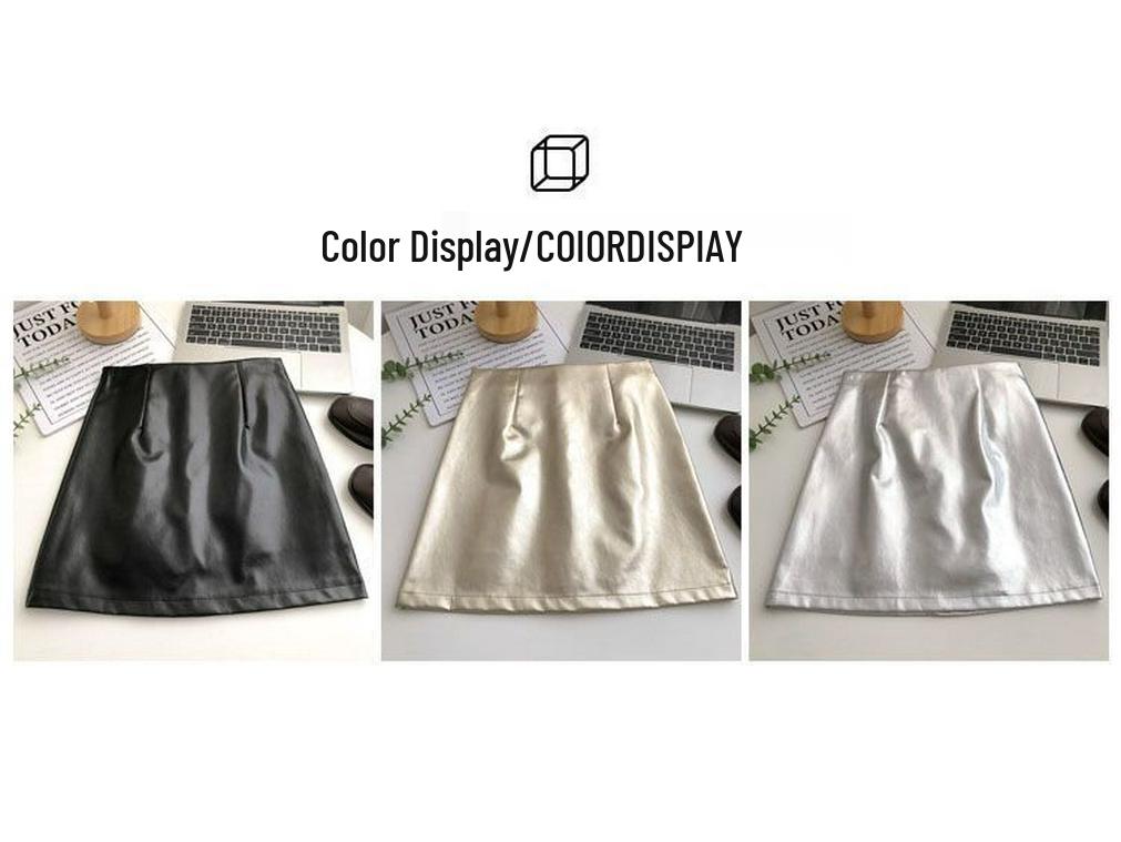 Silver High-Waist Leather Mini Skirt: Anti-Exposure, Korean Style, Versatile for Spring/Autumn, 2025 Women's Fashion