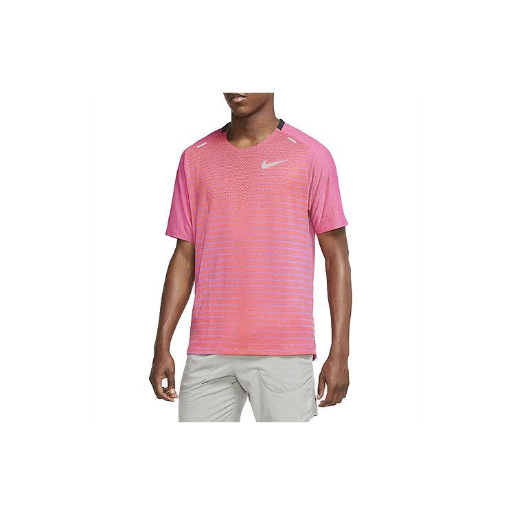 Nike TechKnit Future Fast Pink Men s Running Short Sleeve T-Shirt CU6057-551 M