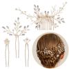 Bridal Hair Accessories Set Rhinestone Pearl Hairpins U Pins Comb Wedding Updo Headpiece For Bride