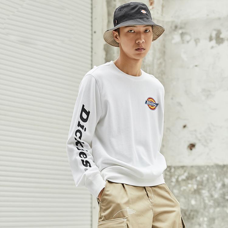 Dickies Cotton Fleece Logo Print Crewneck Sweatshirt Unisex sweatshirt White DK008148C4D