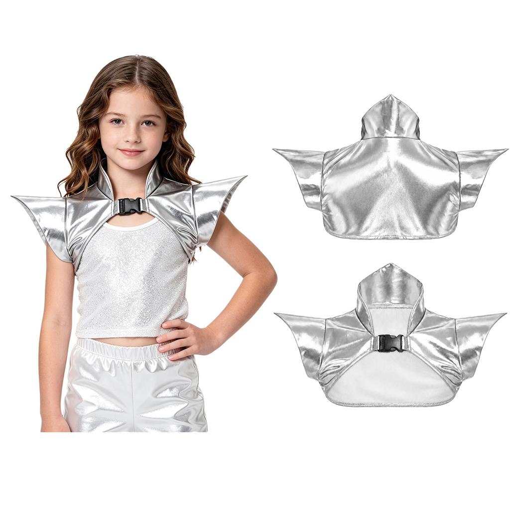 Boléro Armure de Danse Métallique pour Filles Steampunk Gothique Épaulette Colletée Pauldron pour Fête Thème Halloween Spectacle sur Scène