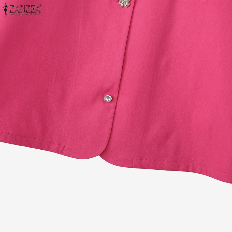 ZANZEA Dámská ležérní letní halenka s kulatým výstřihem a krátkým rukávem