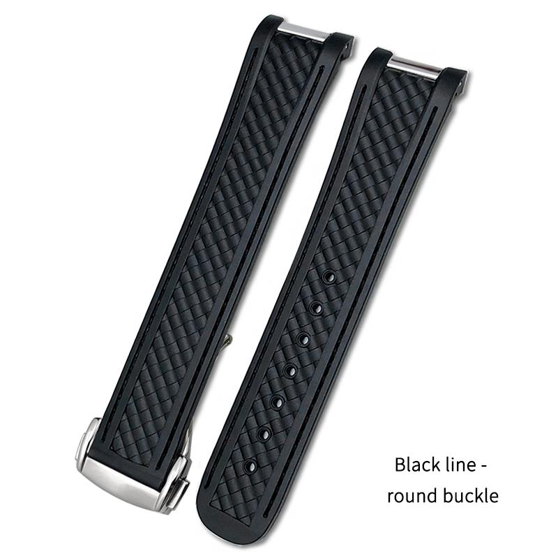 New Curved End Soft Watchband for Omega Aqua Terra 150 18mm 19mm 20mm Black Green Yellow Colorful Rubber Silicone Watch Strap