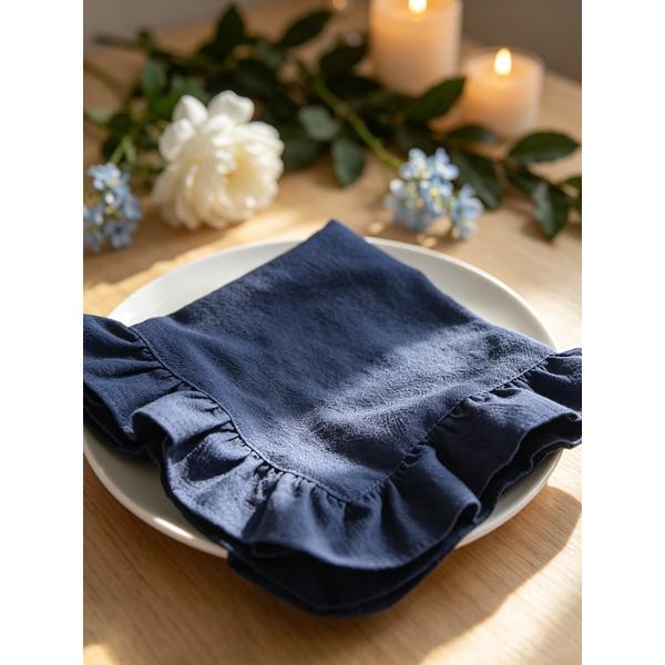 Cotton Napkins Ruffle Edge 45x45cm French Wavy Frill Washed Cloth Dinner Napkins Multiple Colors Wedding Party Table Setting Soft Washable Durable