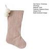 Christmas Stockings with Hanger Bowknot Plush Balls Decor Striped Print Candy Holder Festive Tree Decoration