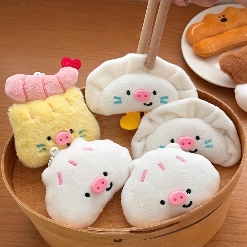 Cartoon Pluche Ontbijt Serie Pop Sleutelhanger Schattige Zachte Knuffelpop Hanger Rugzak Hangende Decoratie Koppelcadeau