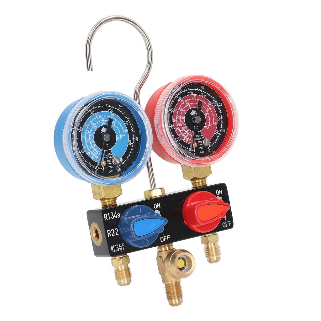 AC Gauge Set Mini Manifold für R22 R134a R1234yf Kältemittel Automotive mit Schläuchen Adapter