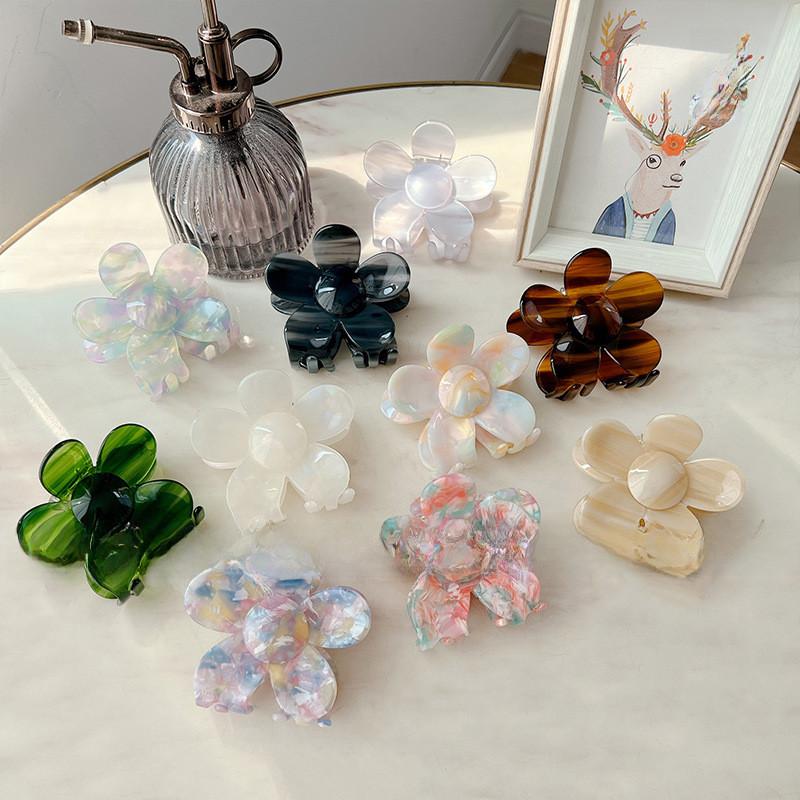 Elegant Korean Style Floral Hair Claw Clip Handmade Acetate Accessory For Women