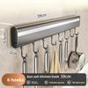 Aluminum Alloy Kitchen Wall Mount Rack With Hooks For Utensils And Cookware Storage